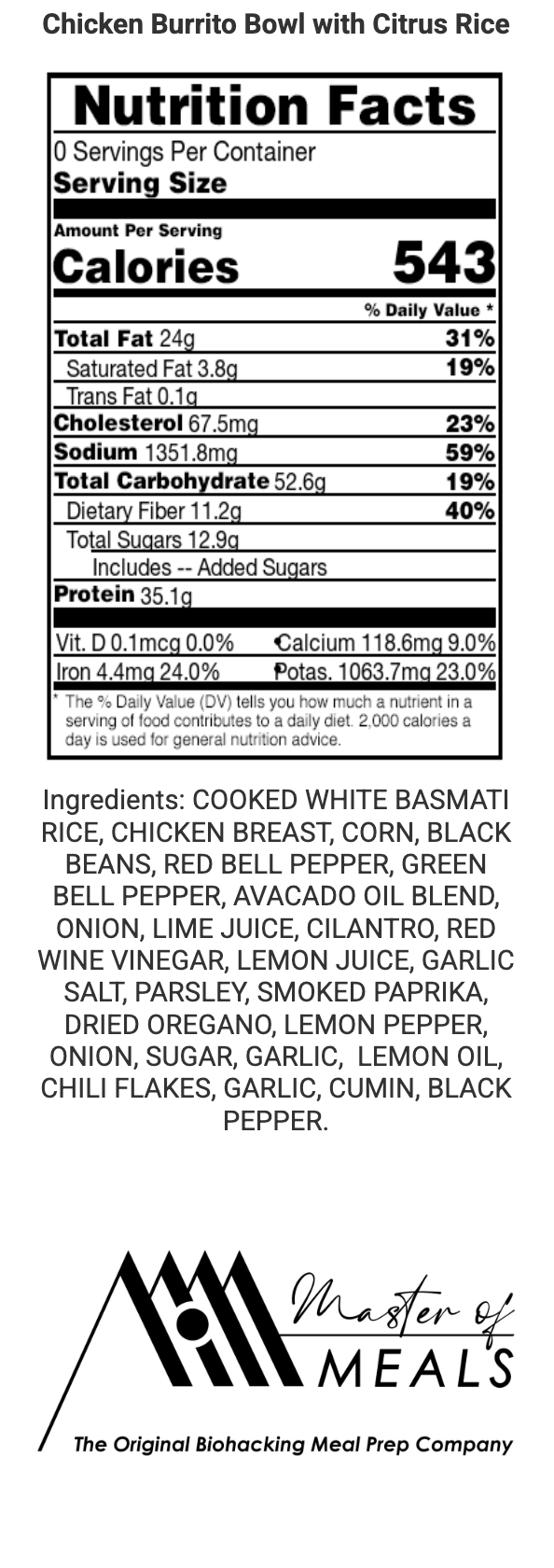 Chicken Burrito Bowl