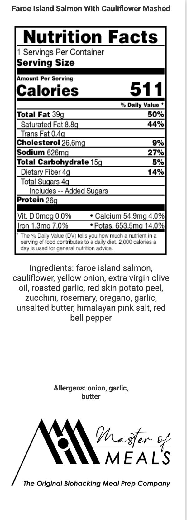 Salmon w/Cauliflower Mashed