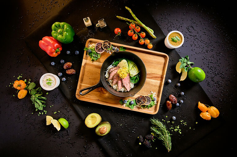 Tare Dressed Flank Steak, Citrus Rice & Bok Choy